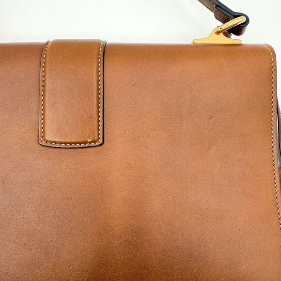 Gucci Leather Cat Lock Top Handle Bag Brown Purse Shoulder Bag - Picture 9 of 15